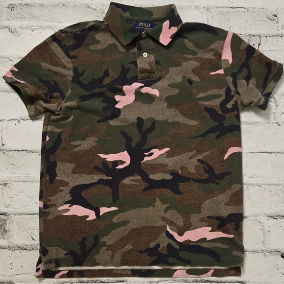 Polo Ralph Lauren Camo Polo Shirt Custom Slim Fit Pink Camo Size M - Picture 3 of 7